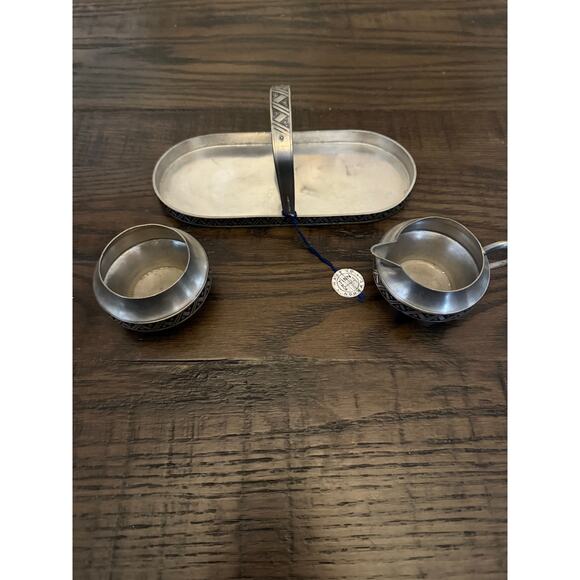 Norwegian Pewter Sugar & Creamer Set –Vint Mid-Century, Norway Hagness - Picture 10 of 10